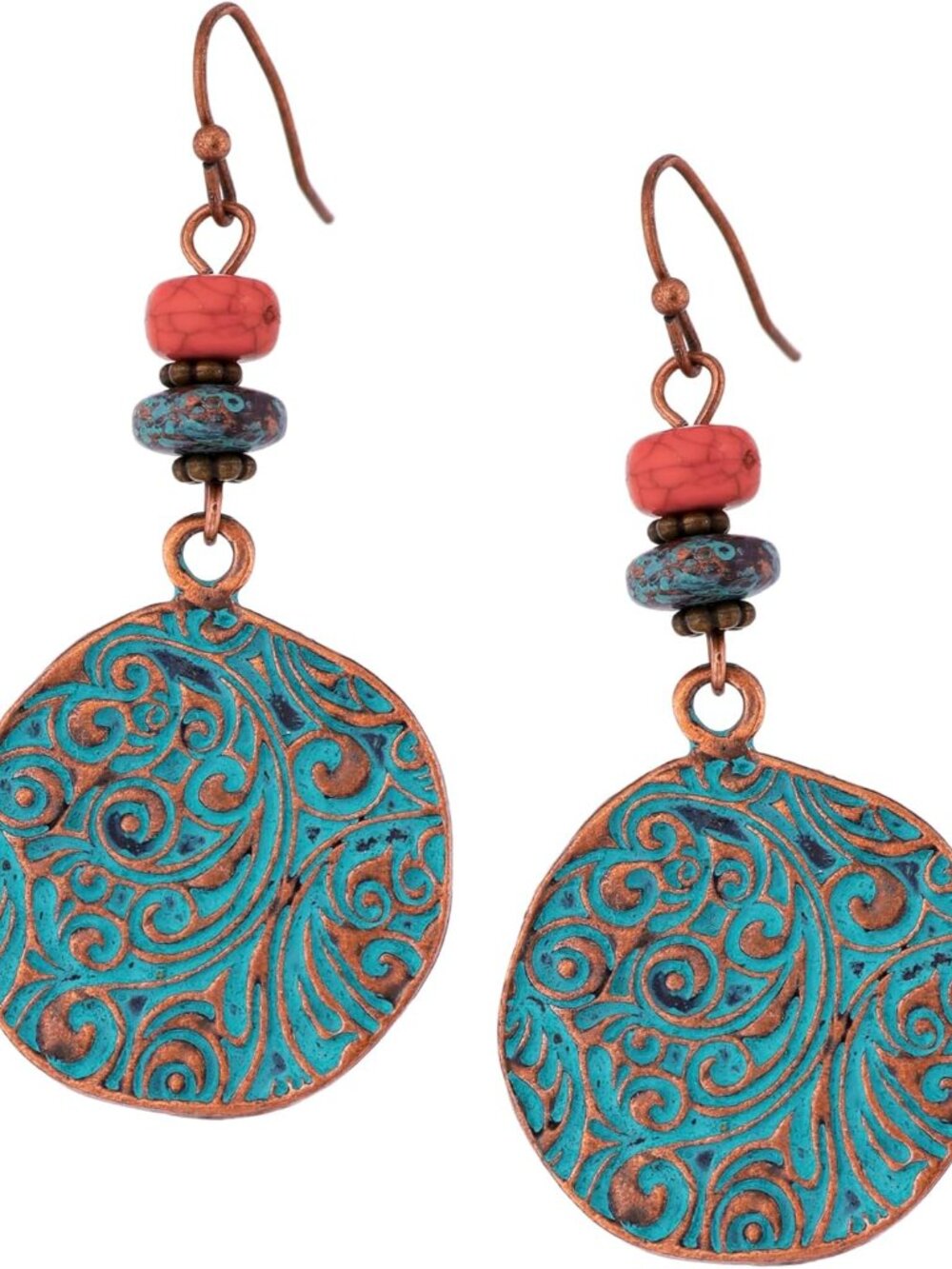 Ethnic Vintage Bohemian Retro Antique Turquoise Color Theme Dangle Drop Earrings